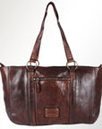 Spaghetti Western Swc186Brn Tote Vintage Handmade Drum Dyed Genuine European Cowhide Leather Women Bag Western Handbag Purse