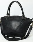 Spaghetti Western Swc188Blk Tote Vintage Handmade Drum Dyed Genuine European Cowhide Leather Women Bag Western Handbag Purse