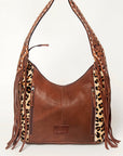 Western Style Leather Hobo Handbag With Hair On Cowhide