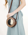 American Darling Canteen Bag Hand Tooled Hair on Genuine Leather Western Women | Handbag Purse Travel Clutch