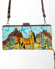 American Darling Wristlet Bag, Hand-Painted Genuine Leather, Western Vegetable Tanned Full Grain Leather Wallet Bag