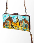American Darling Wristlet Bag, Hand-Painted Genuine Leather, Western Vegetable Tanned Full Grain Leather Wallet Bag