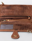 American Darling Wristlet Bag, Hand-Painted Genuine Leather, Western Vegetable Tanned Full Grain Leather Wallet Bag