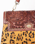 American Darling Leopard Print Leather Western Handbag with Top Handle