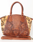 American Darling ADBGI182A Tote Hand Tooled Hair On Genuine Leather women bag western handbag purse