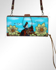 American Darling Wristlet Bag, Hand-Painted Genuine Leather, Western Vegetable Tanned Full Grain Leather Wallet Bag