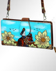 American Darling Wristlet Bag, Hand-Painted Genuine Leather, Western Vegetable Tanned Full Grain Leather Wallet Bag
