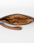 American Darling Wristlet Bag for Women, Crocodile Embossed Full Grain Leather Western Clutch with YKK Zipper & Wrist Strap