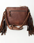 American Darling Small Cross body Bag, Crocodile Embossed Full Grain Leather Western Purse with Fringes and YKK Zipper