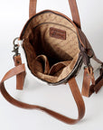 American Darling ADBGZ434B Tote Hand Tooled Hair On Genuine Leather women bag western handbag purse