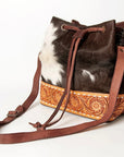 American Darling ADBGZ454B Tote Hand Tooled Hair On Genuine Leather women bag western handbag purse