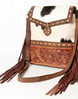 American Darling ADBGZ465B Cross Body Hand Tooled Hair On Genuine Leather women bag western handbag purse