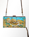 American Darling Wristlet Bag, Hand-Painted Genuine Leather, Western Vegetable Tanned Full Grain Leather Wallet Bag