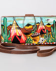 American Darling Wristlet Bag, Hand-Painted Genuine Leather, Western Vegetable Tanned Full Grain Leather Wallet Bag