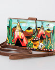 American Darling Wristlet Bag, Hand-Painted Genuine Leather, Western Vegetable Tanned Full Grain Leather Wallet Bag