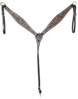 Hilason Western American Leather Horse Floral Headstall Breast Collar Tack Set