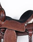 Hilason Western Horse Barrel Racing Trail American Leather Saddle Dark Brown Tack