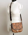 American Darling Messenger Hand Tooled Hair On Genuine Leather women bag western handbag purse