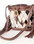 American Darling Bucket Hair On Genuine Leather Women Bag Western Handbag Purse
