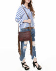 American Darling Cross Body Crocodile Embossed Genuine Leather Western Women Bag Handbag Purse | Crossbody for Cute