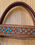 Bar H Equine Western Horse Genuine Leather Hand Tooled Headstall Tan