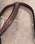 Bar H Equine Western Horse Genuine Leather Hand Tooled One Ear Headstall Dark Brown