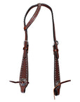 Bar H Equine Western Horse Genuine Leather Hand Tooled One Ear Headstall Dark Brown
