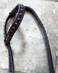 Bar H Equine Western Horse Genuine Leather Hand Tooled One Ear Headstall Dark Brown