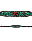 Bar H Equine American Leather Horse Saddle Tack One Ear Headstall | Breast Collar | Browband Headstall | Wither Strap | Tack Set for Horses Botanic Chiseled Collection