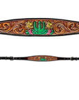 Bar H Equine American Leather Horse Saddle Tack One Ear Headstall | Breast Collar | Browband Headstall | Wither Strap | Tack Set for Horses Tropical Cacti Cactus Daffodil Collection