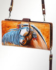 American Darling Wristlet Bag, Hand-Painted Genuine Leather, Western Vegetable Tanned Full Grain Leather Wallet Bag