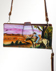 American Darling Wristlet Bag, Hand-Painted Genuine Leather, Western Vegetable Tanned Full Grain Leather Wallet Bag