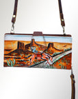 American Darling Wristlet Bag, Hand-Painted Genuine Leather, Western Vegetable Tanned Full Grain Leather Wallet Bag