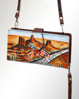 American Darling Wristlet Bag, Hand-Painted Genuine Leather, Western Vegetable Tanned Full Grain Leather Wallet Bag