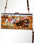 American Darling Wristlet Bag, Hand-Painted Genuine Leather, Western Vegetable Tanned Full Grain Leather Wallet Bag