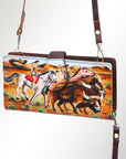 American Darling Wristlet Bag, Hand-Painted Genuine Leather, Western Vegetable Tanned Full Grain Leather Wallet Bag