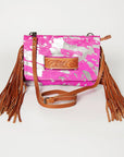 American Darling ADBG501A Clutch Hand Tooled Hair On Genuine Leather women bag western handbag purse