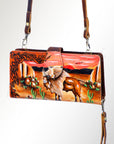 American Darling Wristlet Bag, Hand-Painted Genuine Leather, Western Vegetable Tanned Full Grain Leather Wallet Bag
