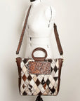 American Darling Tote Hand Tooled Hair On Genuine Leather Women Bag Western Handbag Purse