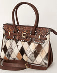 American Darling Tote Hand Tooled Hair On Genuine Leather Women Bag Western Handbag Purse