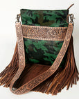American Darling Messenger Hand Tooled Hair On Genuine Leather Western Women Bag Handbag Purse | Cute