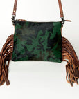 American Darling Western Small Crossbody Bag – Genuine Hair-On Cowhide Leather with Fringes, Adjustable Strap, Handcrafted in Texas