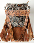American Darling Messenger Hand Tooled Hair On Genuine Leather Western Women Bag Handbag Purse | Cute