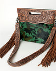 American Darling Clutch Hand Tooled Saddle Blanket Fabric Genuine Leather Western Women Bag Handbag Purse | Purses for Cute