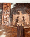 American Darling ADBGS178TB Envelope Hand Tooled Hair On Genuine Leather women bag western handbag purse