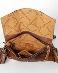 American Darling ADBGS178TB Envelope Hand Tooled Hair On Genuine Leather women bag western handbag purse