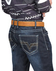 El Norteño Skinny Stretch Denim Pants in Dark Blue