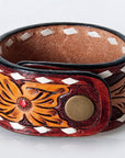 American Darling Bracelet Hand Tooled Carved Genuine Leather Women | Handmade Western Rustic