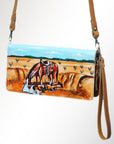 American Darling Organiser Hair-On Hand Tooled Genuine Leather Women Bag Western Handbag Purse