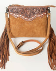American Darling Western Small Crossbody Bag – Genuine Hair-On Cowhide Leather with Fringes, Adjustable Strap, Handcrafted in Texas